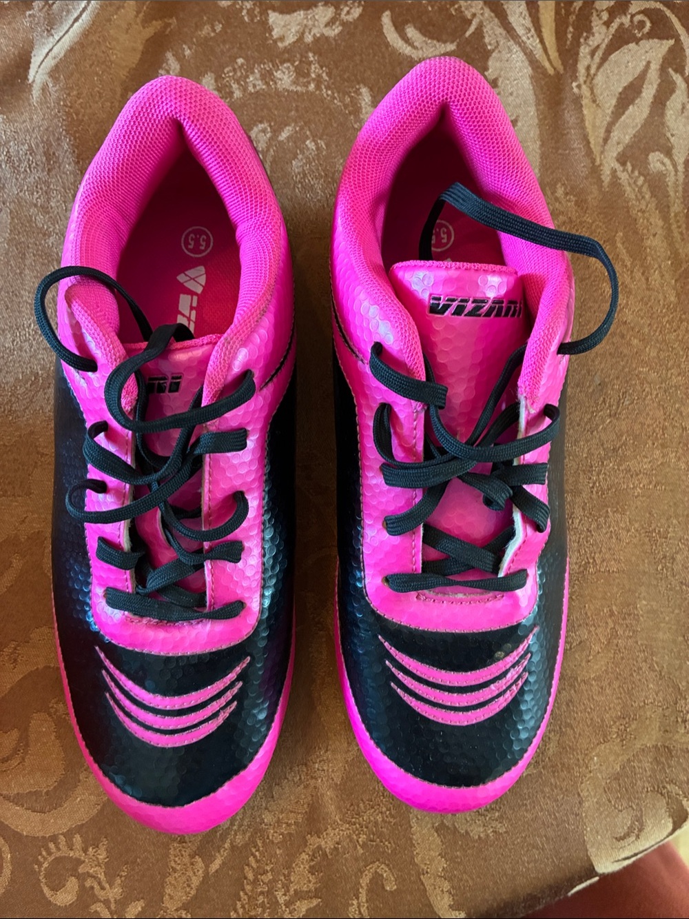 Pink and Black Cleats